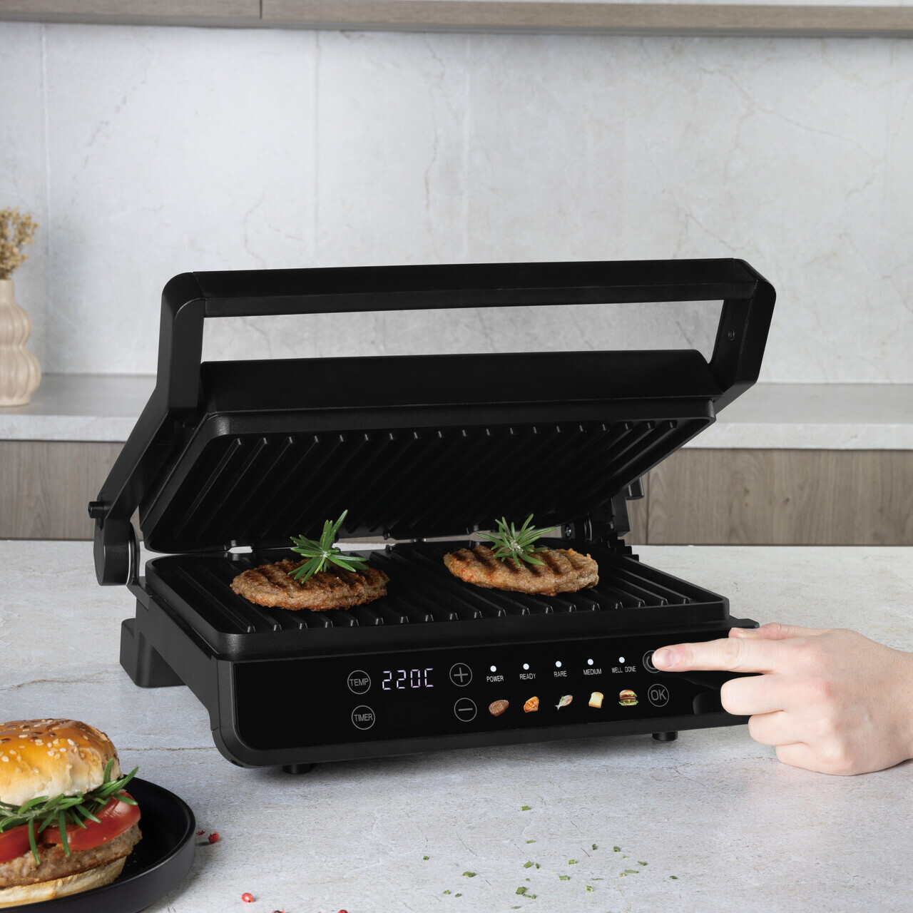 Gratar electric Berlinger Haus, Black Rose, 2200W, 29x23 cm, negru - imagine 6